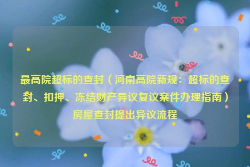 最高院超标的查封（河南高院新规：超标的查封、扣押、冻结财产异议复议案件办理指南）房屋查封提出异议流程